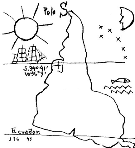América Invertida, 1943<br />Desenho de Joaquín Torres García  [Museo Torres García. Montevideo, Uruguay]
