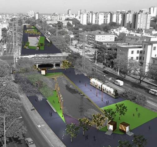 Perspectiva. Projeto: “Requalificação Ambiental – Arroio Dilúvio”. Arquitetas Taís Lagranha Machado, Cláudia Pauperio Titton e Mariana Soldan Hugo