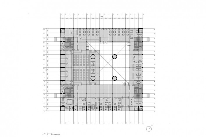 Caja Granada, planta térreo, Granada, Andaluzia, Espanha, 2001. Arquiteto Alberto Campo Baeza<br />Imagem reprodução / imagen reproducción  [Website campobaeza.com]