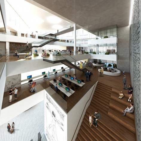 Concurso Anexo da Biblioteca Nacional, perspectiva, Rio de Janeiro, 3º lugar, arquiteto Renato Dal Pian<br />Imagem divulgação 