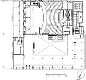 Edifício de Convenções, pavimento térreo<br />Imagem dos autores do projeto 