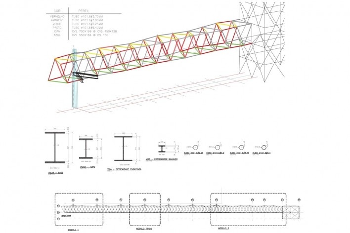 Estrutura passarela 1<br />Metro Arquitetos Associados 