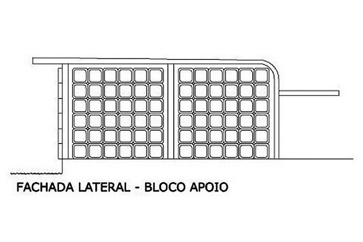 Fachada lateral bloco de apoio. Academia da Saúde. Recife, 2011<br />divulgação 