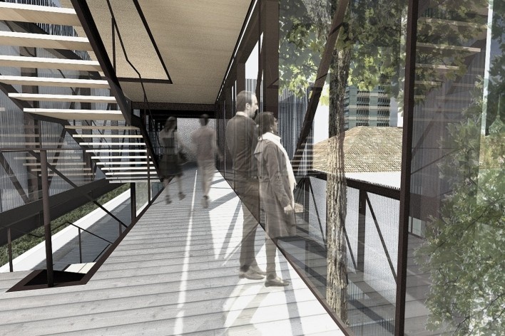 Museu da Diversidade Sexual, circulação. Hereñú + Ferroni Arquitetos, 2014<br />Imagem divulgação 