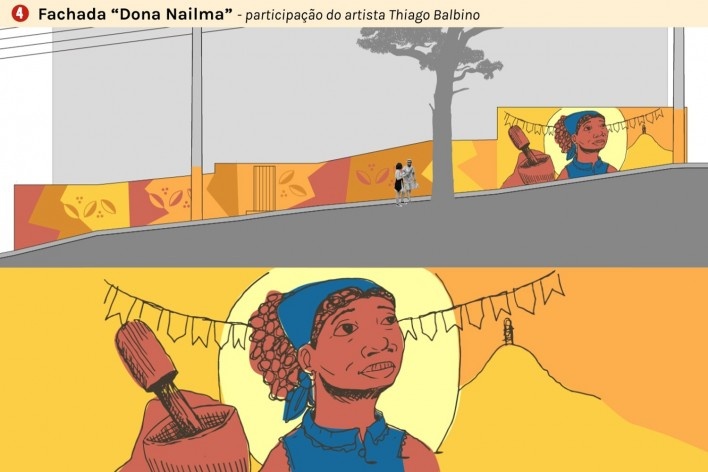 Rota do São Benedito, Mural Dona Nailma, elaboração do artista Thiago Balbino, Vitória ES. Arquitetos Juliana Lisboa e Renato Pontello / Cidade Quintal<br />Imagem divulgação  [Acervo Cidade Quintal]