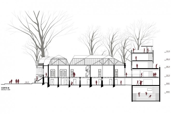 Museu da Diversidade Sexual, corte. Hereñú + Ferroni Arquitetos, 2014<br />Imagem divulgação 