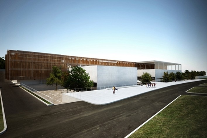 Concurso de Propostas Arquitetônicas para o futuro SESC Guarulhos, 10º lugar. Núcleo de Arquitetura + GrupoSP<br />Desenho dos autores 
