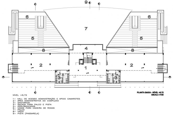 Arquibancada Palco - planta nível + 6.72 [Desenho do escritório]