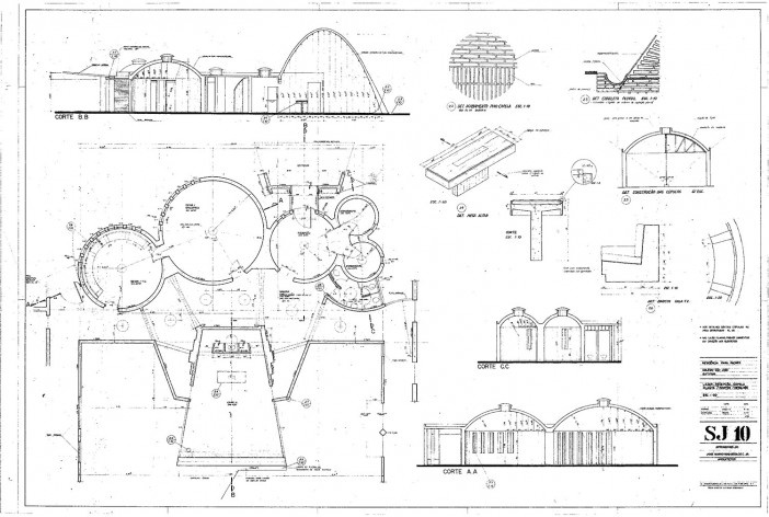 Residência dos Padres Claretianos, desenhos do projeto executivo, Batatais SP Brasil, 1984. Arquitetos Affonso Risi e José Mario Nogueira<br />Imagem divulgação  [Acervo FAU USP]