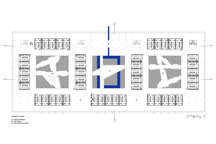 Moradas infantis, planta térreo, Formoso do Araguaia TO, 2015. Escritórios Rosenbaum e Aleph Zero<br />Imagem divulgação 