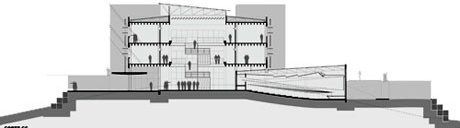 Corte transversal do Bloco Acadêmico<br />Imagens dos autores do projeto 