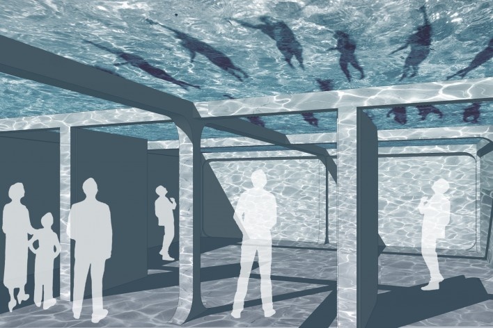 Spree river theatre, simulation showing the technical floor usage. Carlos M. Teixeira