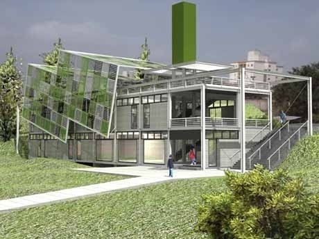 Vista da praça e área verde<br />Imagem dos autores do projeto 