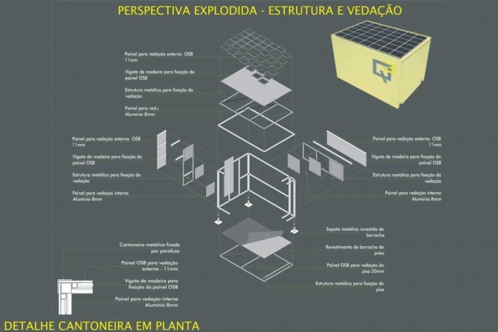 Projeto de quiosque para parques públicos de São Paulo, detalhamentos. Beatriz Carra Bertho, Gabriela Ortega, Maíra de Camargo Barros, Mariela Mezalira, Ricardo Marchesini Galvão. 3º. prêmio categoria estudantes, 2009.