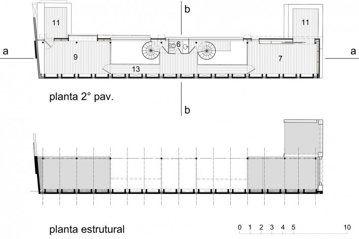 Casa de Ipanema, plantas superior e estrutura, Sergio M. Marques, 2007/2009<br />Desenho Sergio M. Marques 