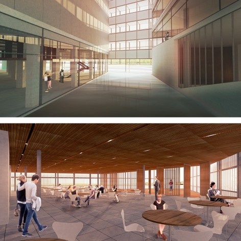 Concurso Anexo da Biblioteca Nacional, perspectivas, Rio de Janeiro, 2º lugar, arquitetos Eduardo de Almeida, Helena Ayoub, Cesar Shundi Iwamizu<br />Imagem divulgação 
