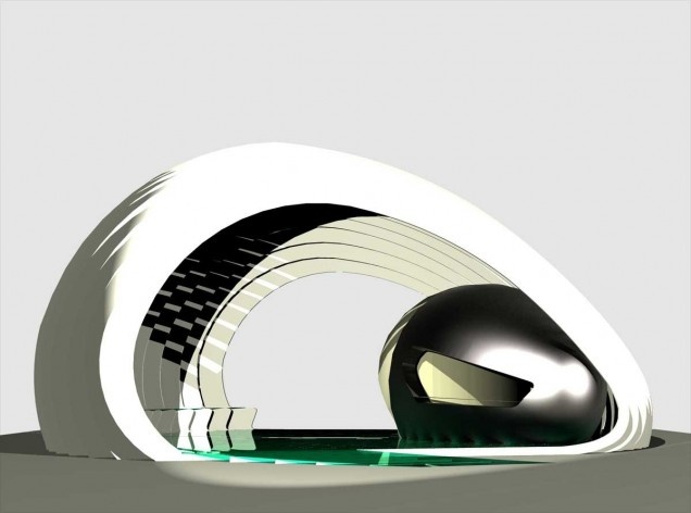 Projeto de quiosque para parques públicos de São Paulo, Imagem conceitual do objeto, Angela Ishibashi e Rafael Derderian. 2º. prêmio categoria estudantes, 2009.