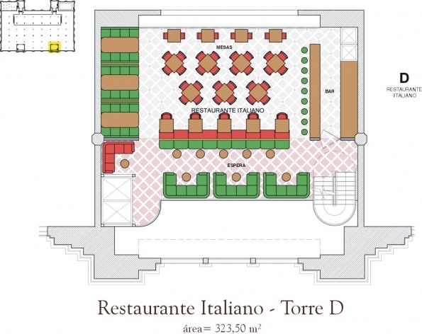 Restaurante Italiano. Torre D<br />Imagem do autor do projeto 