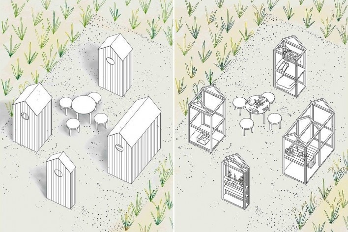 The cabins, structure and program [Atelier Ichiku]