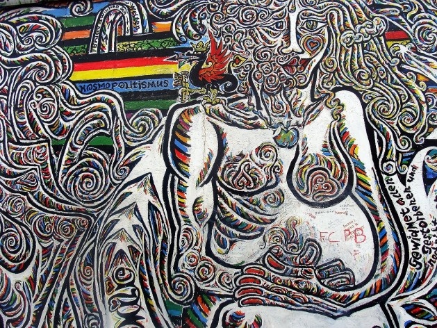Muro grafitado em Berlim<br />Foto Pedro Pie 