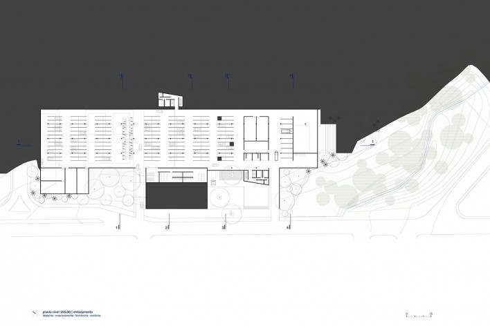 Sesc Limeira, planta do embasamento, 2017. Arquitetos Alvaro Puntoni, João Sodré, José Paulo Gouvêa e Pedro Mendes da Rocha / Grupo SP + JPG.ARQ + Pedro Mendes da Rocha