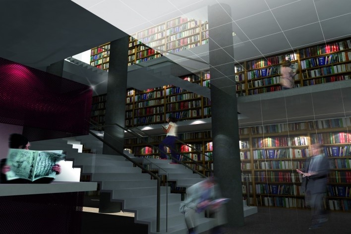 Vista interna lobby circulacao vertical<br />Imagem dos autores 