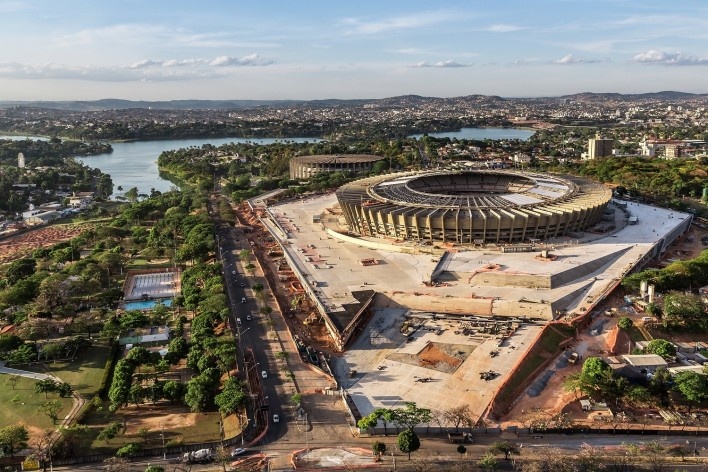 Novo Mineirão, estádio em construção, Belo Horizonte MG. Projeto de reforma e adequação para Copa 2014 do escritório BCMF Arquitetos<br />Foto Alberto Andrich / BCMF Arquitetos  [BCMF Arquitetos]