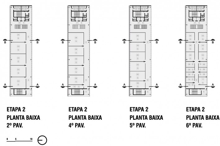 Campus Igara UFCSPA, plantas baixas 2º, 4º, 5º e 6º pavimentos da etapa 2. OSPA Arquitetura e Urbanismo<br />Imagem divulgação 
