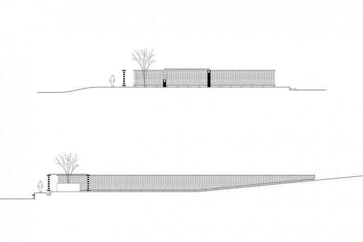 Capela Inga-Mirim, cortes AA e BB, Itupeva SP Brasil, 2018. Arquitetos Francisco Rivas, Rodrigo Messina e Guadalupe Sappia / Messina <br />Imagem divulgação  [Messina | Rivas Arquitetos]