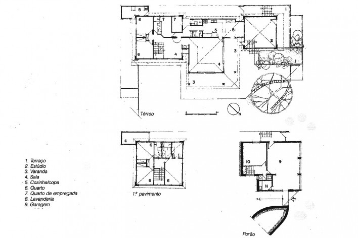 Casa do Itaigara, plantas baixas, Salvador BA, 1989<br />Fonte Arquivo Paulo Ormindo de Azevedo 