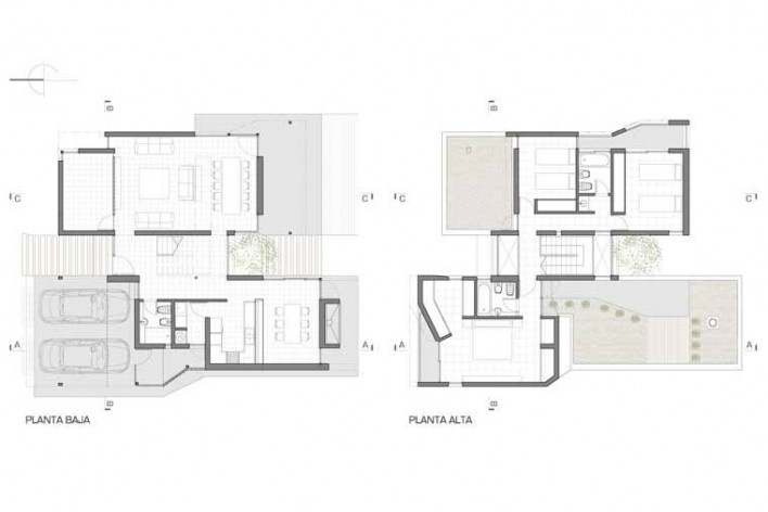 Casa H, plantas, Funes, Argentina. Arquitectos Matías Blas Imbern y Agustina González Cid<br />Desenho do escritório 