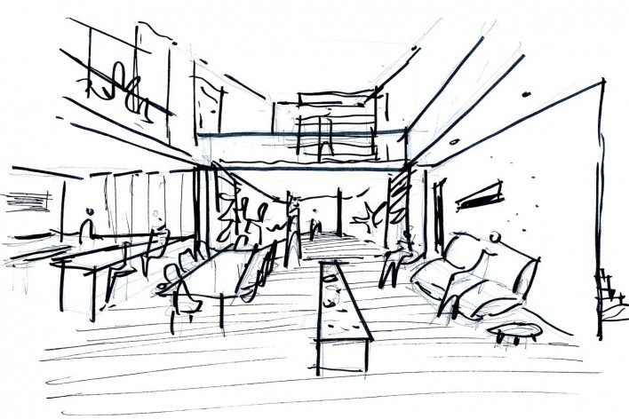 Arquiteto Fabiano Sobreira. Casa da Copaíba, Brasília, 2012. Croquis