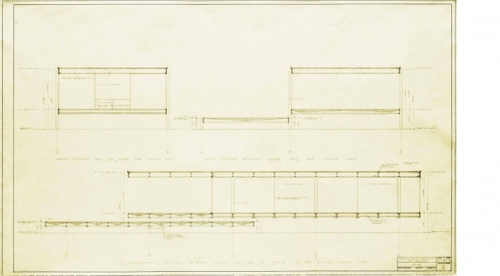 Casa Edith Farnsworth, planta, Plano, Illinois, Estados Unidos. Arquiteto Ludwig Mies van der Rohe, 1951 [National Trust for Historic Preservation]