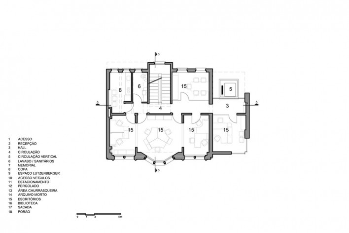 Casa Lutzenberger, planta do segundo pavimento. Reforma Kiefer arquitetos