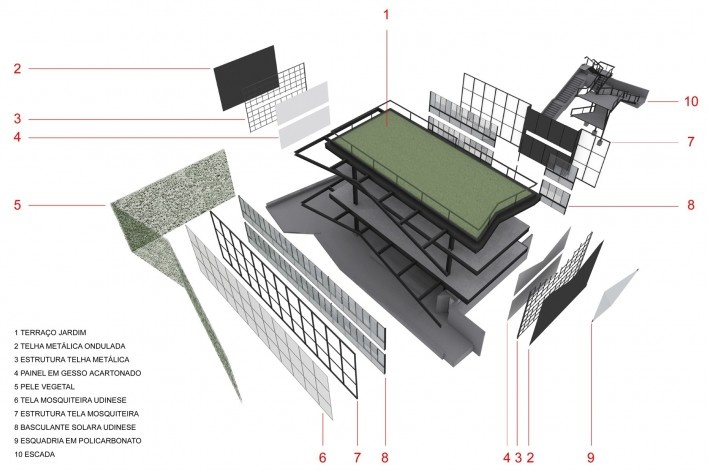 Edifício Beta, perspectiva, Campus da PUC-Rio, Rio de Janeiro. Arquitetos Marcos Favero, Andres Passaro e Diego Portas