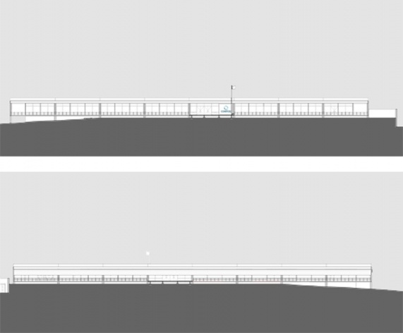 Fachadas norte e sul<br />Desenho do escritório 