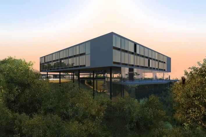 Alojamento em Campos do Jordão, vista geral, Campos do Jordão. MMBB Arquitetos, 2009<br />Modelo eletrônico Marcelo Yukio Nagai, Vito Macchione e Yuri Vital 