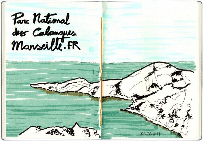 Parc National des Calanques, Marseille, França<br />Desenho de Petterson Dantas 