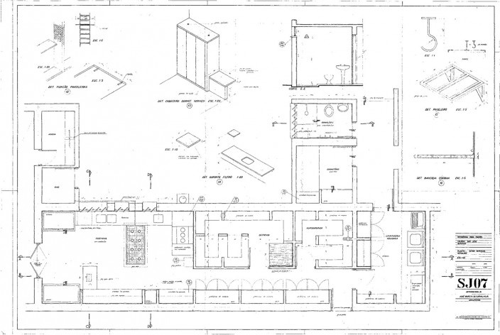 Residência dos Padres Claretianos, desenhos do projeto executivo, Batatais SP Brasil, 1984. Arquitetos Affonso Risi e José Mario Nogueira<br />Imagem divulgação  [Acervo FAU USP]