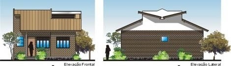 Elevações frontal e lateral<br />Imagem dos autores do projeto 