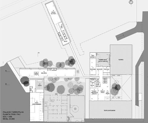 Planta Palácio Farroupilha - nível + 34.865<br />Imagem da equipe 
