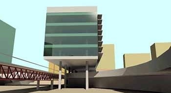 Volumetria proposta para a área foco<br />Autores do projeto 
