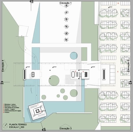 Planta do pavimento térreo - cota 1036,00<br />Imagem dos autores do projeto 