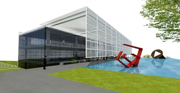 Perspectiva externa<br />Desenho do escritório 