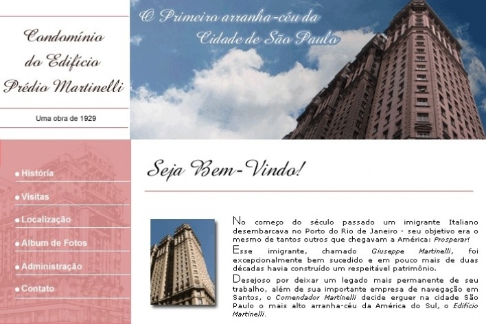 Página principal do website do Condomínio Martinelli<br />Divulgação 