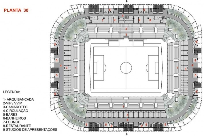 Arena Pantanal, planta 30, Cuiabá MT. Arquiteto Sergio Coelho [GCP Arquitetos]