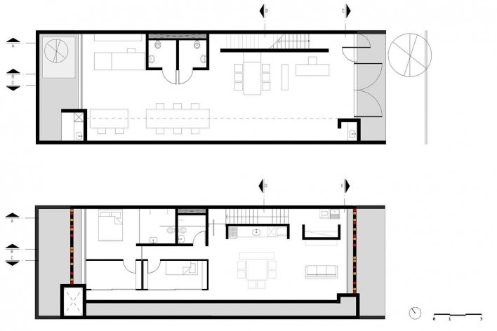 Casa-ateliê da Vila Charlote, plantas pavimento térreo e superior, Presidente Prudente SP, arquiteta Cristiana Pasquini<br />Imagem divulgação 