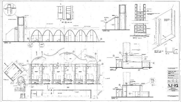 Residência dos Padres Claretianos, desenhos do projeto executivo, Batatais SP Brasil, 1984. Arquitetos Affonso Risi e José Mario Nogueira<br />Imagem divulgação  [Acervo FAU USP]
