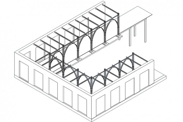 Art Gallery Catucaba, isometric view, São Luiz do Paraitinga SP Brasil, 2017. Arquiteto Sven Mouton / escritorio CRU! Architects<br />Imagem divulgação  [Acervo CRU! Architects/ Sven Mouton]