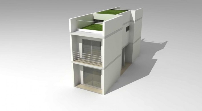 Maquete eletrônica da tipologia de 2 dormitórios. Concurso Habitação para Todos.CDHU.Sobrados - 2º Lugar.<br />Autores do projeto  [equipe premiada]